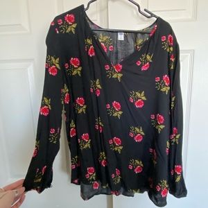 Old Navy Black floral blouse